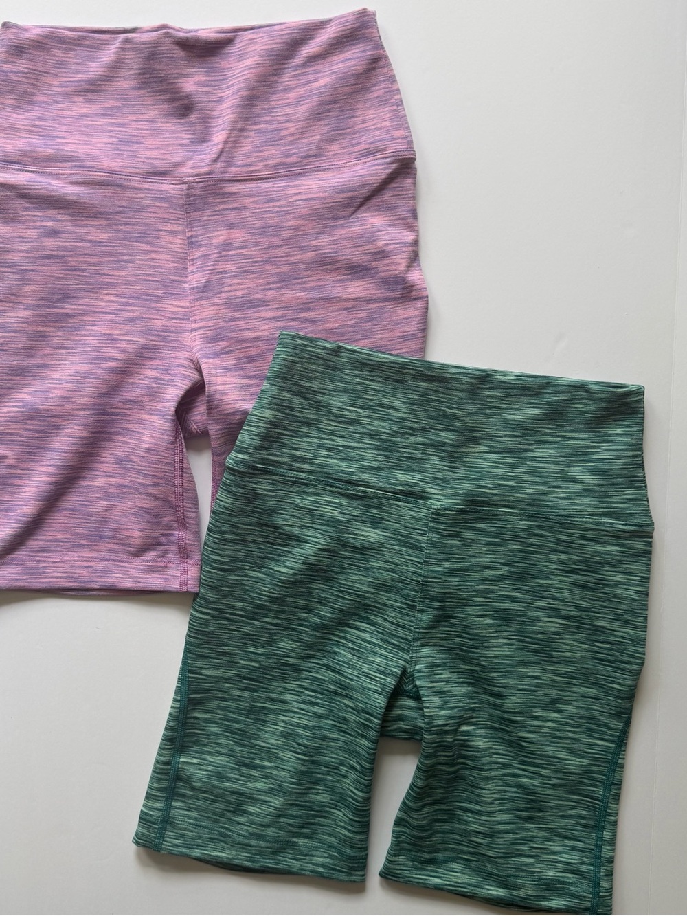 Outdoor Voices Bundle of 2 Freeform Flow 7” Bike Shorts in Green & Purple XS